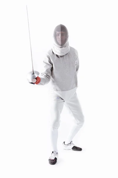 Fencer holding rapier — Stock Photo, Image