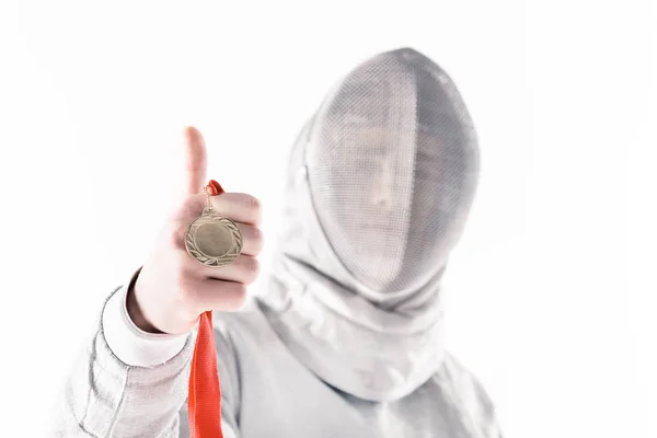 Professional fencer with medal — Stock Photo, Image