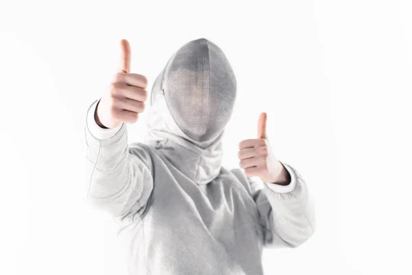 Professional fencer with thumbs up — Stock Photo, Image