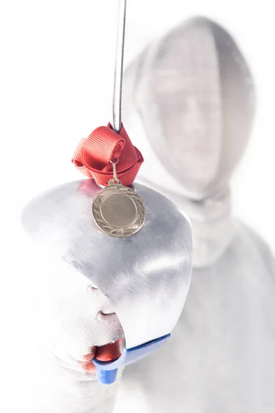 Professional fencer with medal — Stock Photo, Image