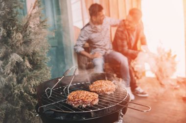 friends making barbecue clipart