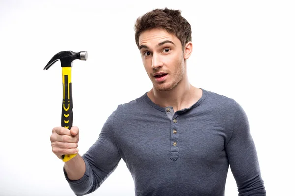 Man holding hammer — Stock Photo, Image