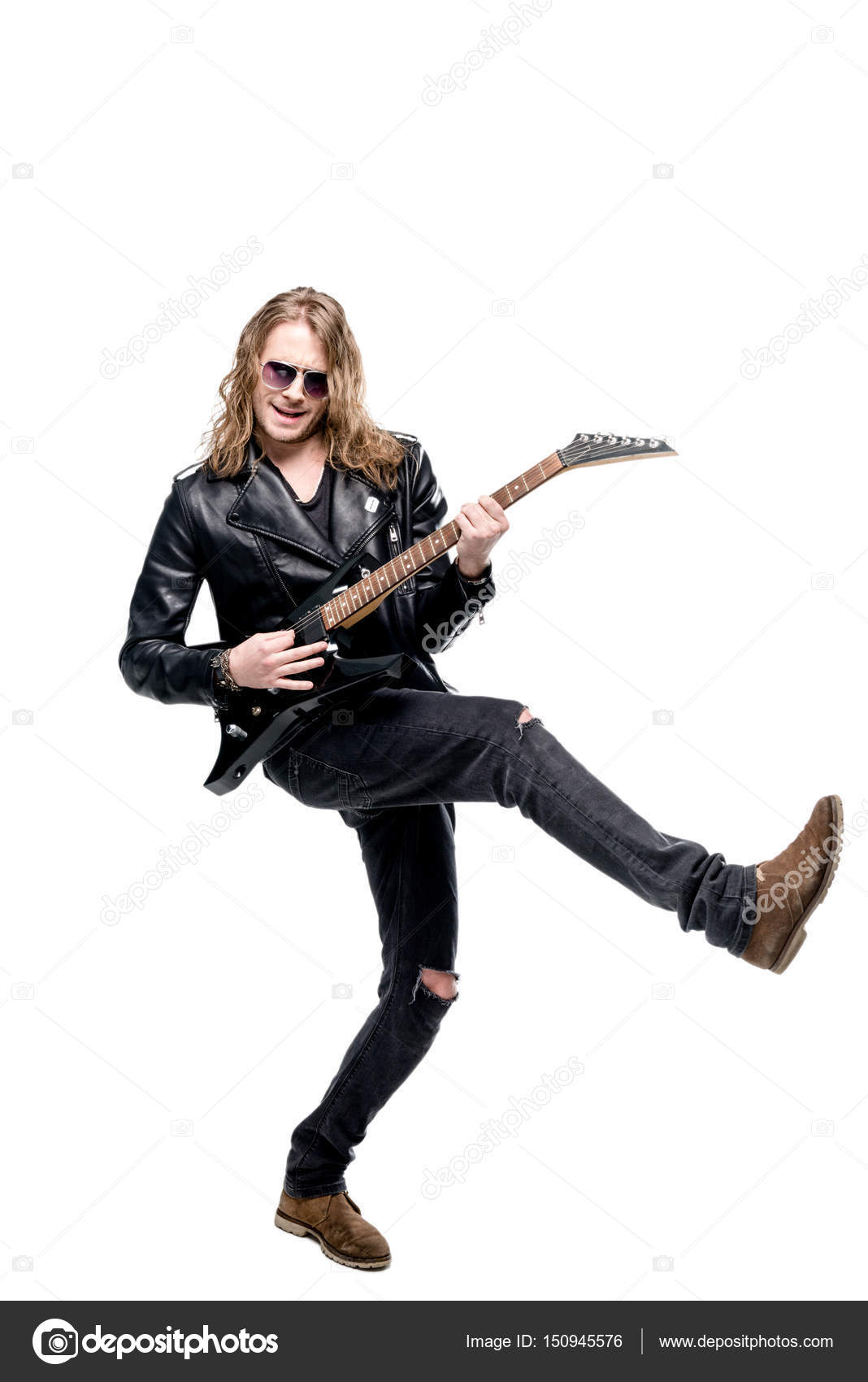 Rocker with electric guitar Stock Photo by ©DmitryPoch 150945576