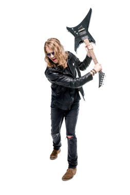 rocker with electric guitar  clipart