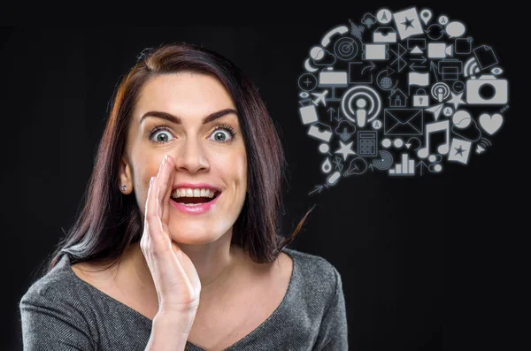 Emocionada joven mujer de negocios —  Fotos de Stock