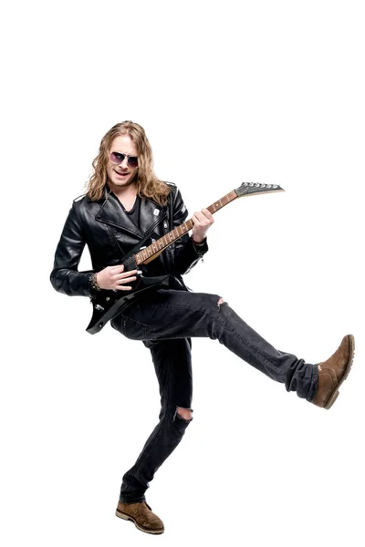 Rocker con guitarra eléctrica — Foto de Stock