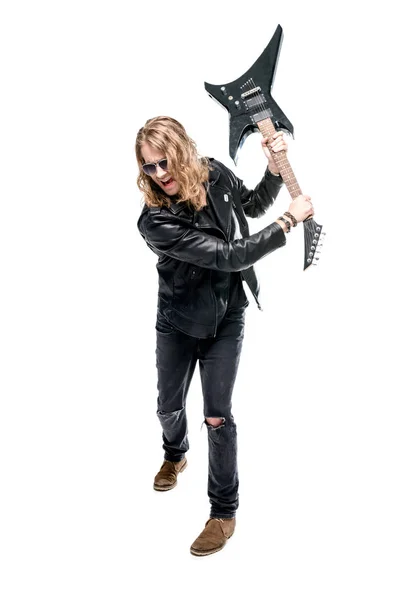 Rocker con guitarra eléctrica —  Fotos de Stock