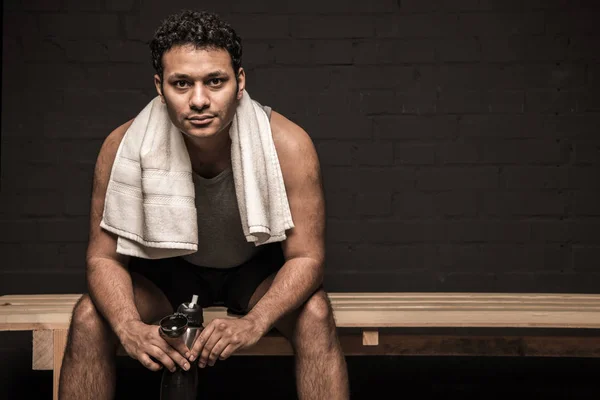 Man resting at locker room — Stock Photo, Image