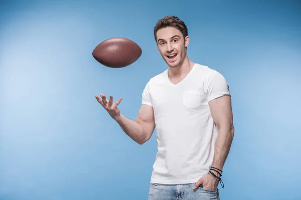 Young man with rugby ball — Stock Photo, Image