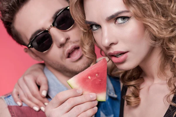 Man holding watermelon — Stock Photo, Image