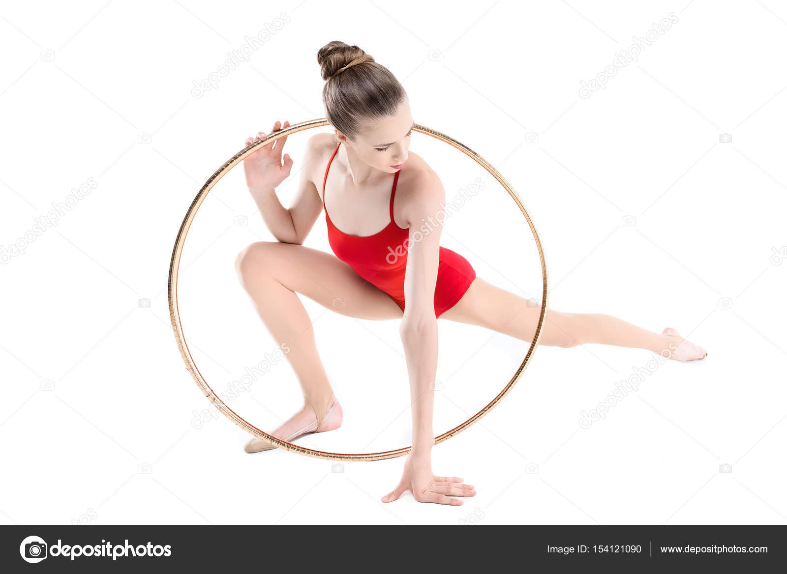 Rhythmic gymnast training with hoop — Stock Photo © DmitryPoch 154121090