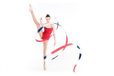 woman rhythmic gymnast performing with rope clipart