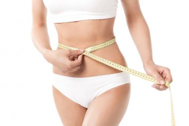 woman measuring her waistline clipart