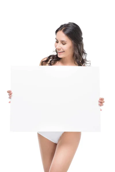 Femeie care deține cardul gol — Fotografie, imagine de stoc