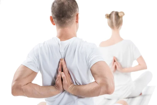 Young people with namaste mudra sign — Stock Photo, Image