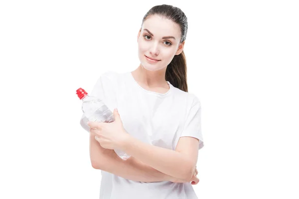 Frau mit Wasserflasche — Stockfoto