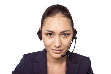 Call center operator in headset  clipart