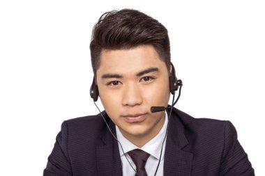 Call center operator in headset  clipart
