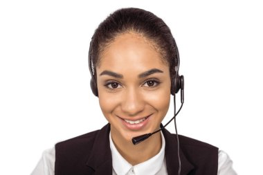 Call center operator in headset  clipart