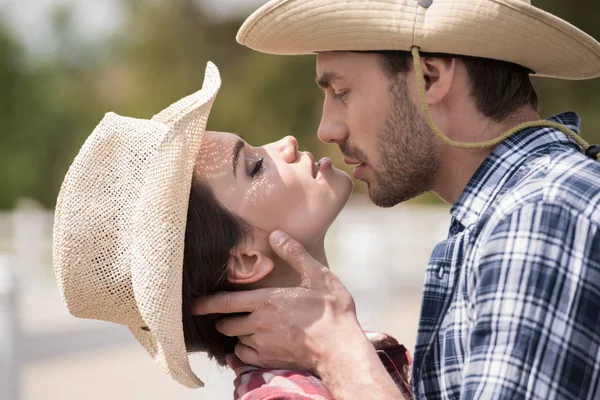 Young sensual cowboy style couple — Stock Photo, Image