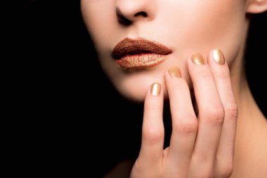 woman with golden manicure clipart