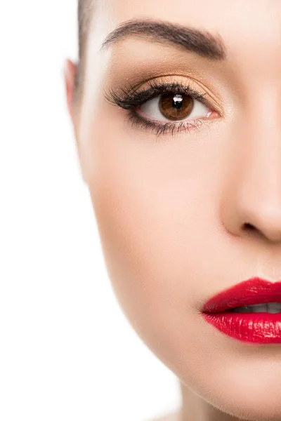 Sensueel meisje met rode lippen — Stockfoto