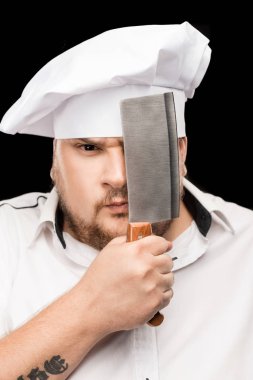 Professional chef with knives  clipart