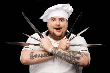 Professional chef with knife  clipart