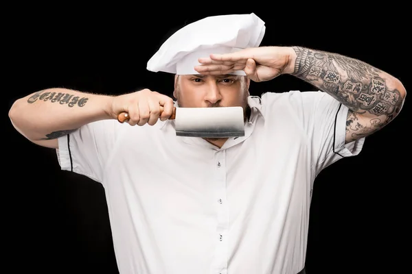 Professional chef with knives — Stock Photo, Image