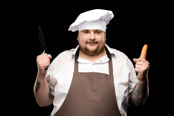 Chef memegang wortel — Stok Foto