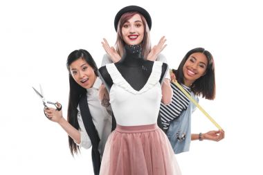 Young fashion designers with dummy  clipart