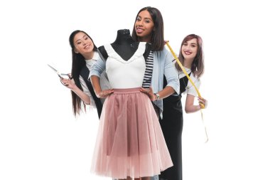 Young fashion designers with dummy  clipart
