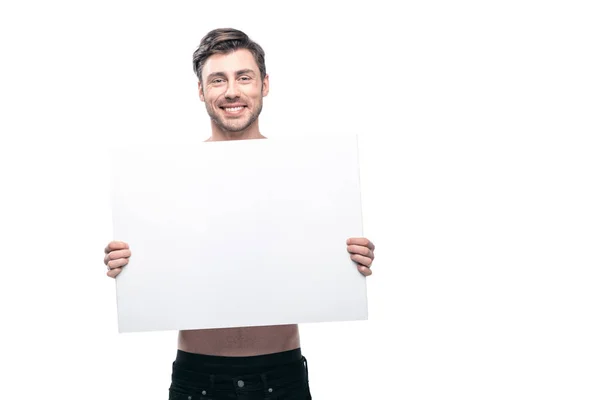 Handsome man with blank banner — Stock Photo, Image