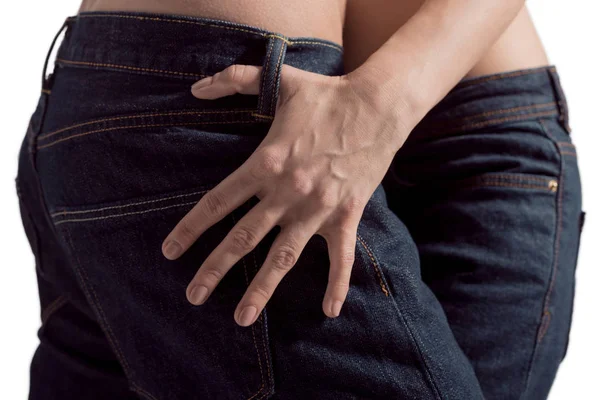 Sensual couple in jeans — Stock Photo, Image