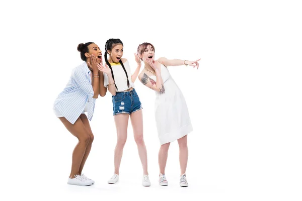 Shocked multiethnic girls — Stock Photo, Image