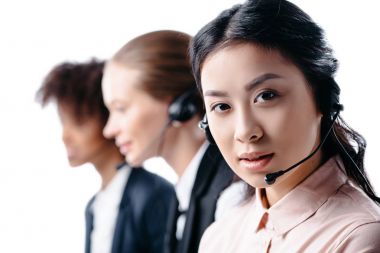 operators working with headset clipart