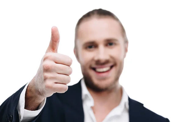 Businessman showing thumb up — Free Stock Photo