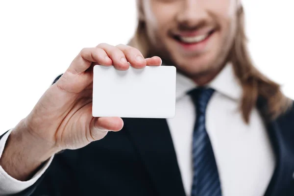 Businessman with business card — Free Stock Photo