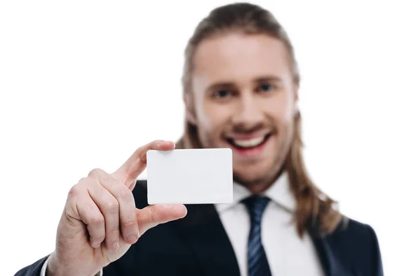 Businessman with business card — Free Stock Photo