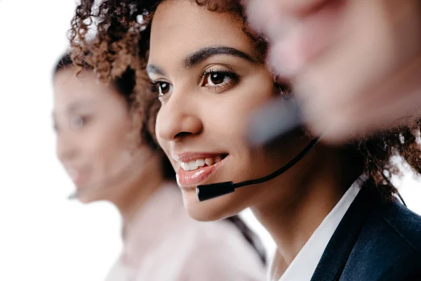 Operator working with headset — Stock Photo, Image