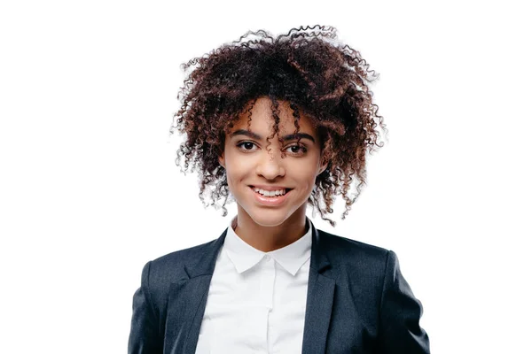 Empresária afro-americana sorridente — Fotografia de Stock