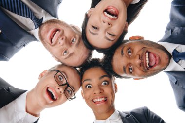 excited multiethnic businesspeople clipart