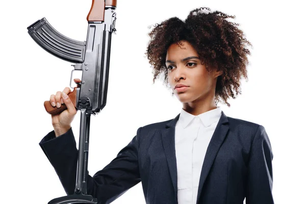Female killer with rifle — Stock Photo, Image