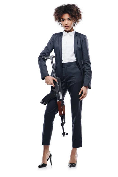 Espía hembra con rifle — Foto de Stock