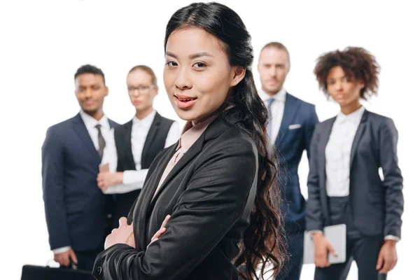 Asiática mujer de negocios con colegas —  Fotos de Stock