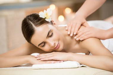 woman in massage salon clipart