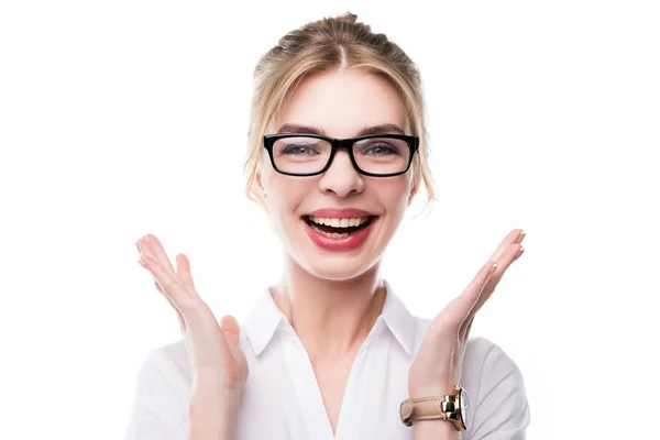 Atractiva mujer de negocios emocionada — Foto de Stock