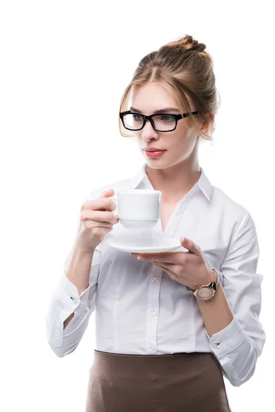 Businesswoman drinking coffee — Free Stock Photo