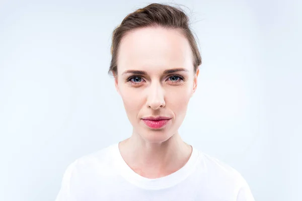 Woman in white t-shirt — Free Stock Photo