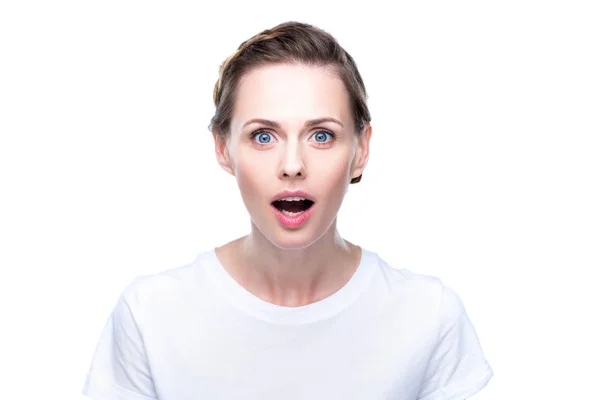 Attractive shocked woman — Stock Photo, Image